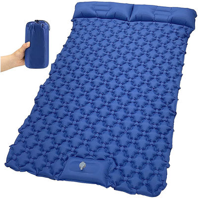Escuro - revestimento inflável de acampamento dobro azul da imprensa TPU do pé da almofada do sono